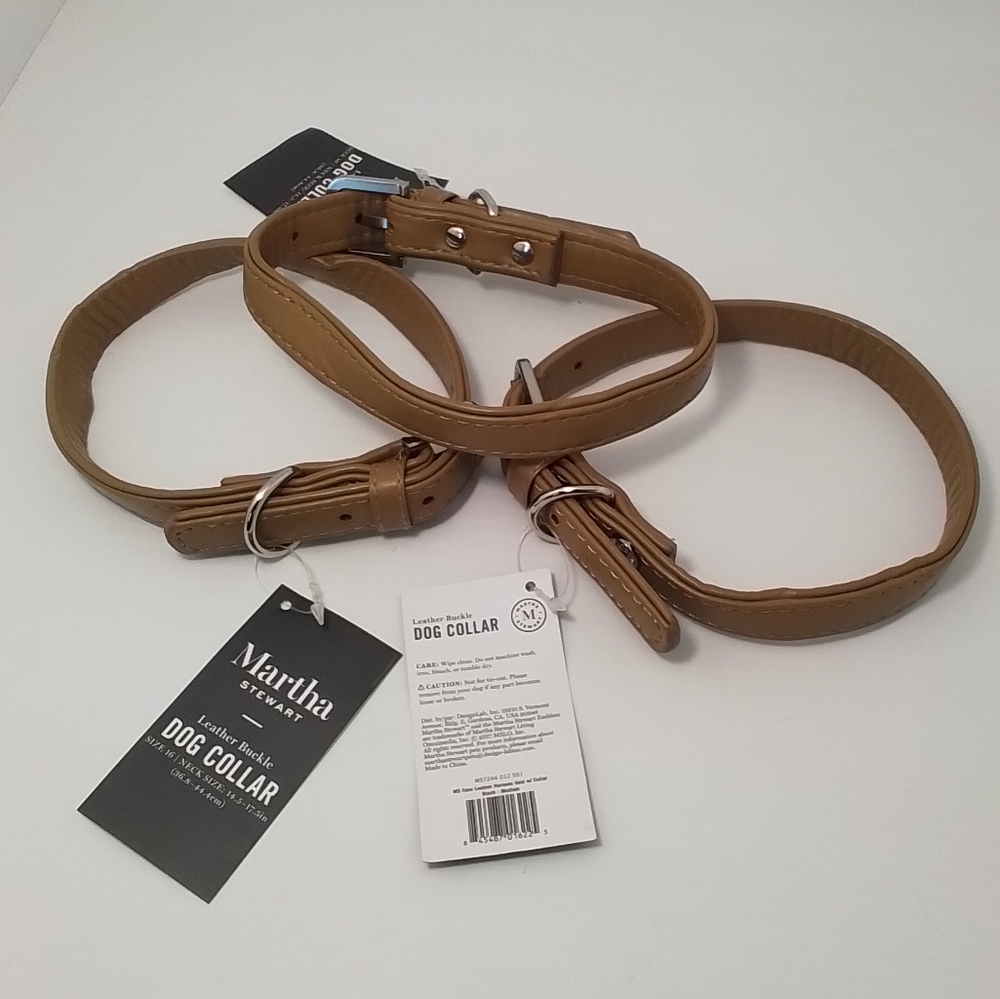NEW Martha Stewart Faux Leather Dog Collar Sz Med